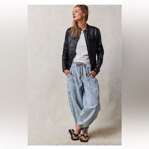 Viral Free People We The Free Bright Eyed Low Slung Pull On Baggy Barrel Jeans
